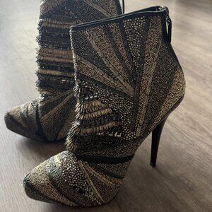 Barbara Bui - Hand-Embroidered Silver Booties